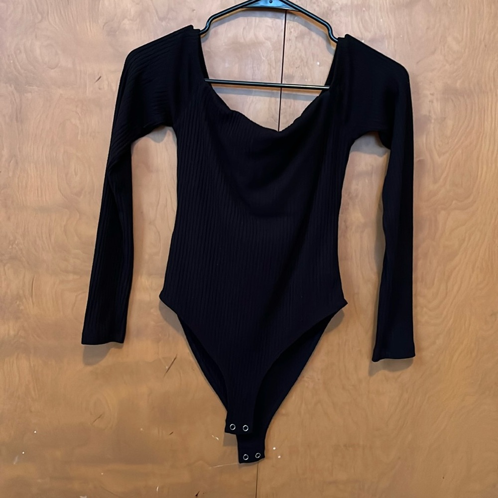 Off-the-shoulder Black Bodysuit